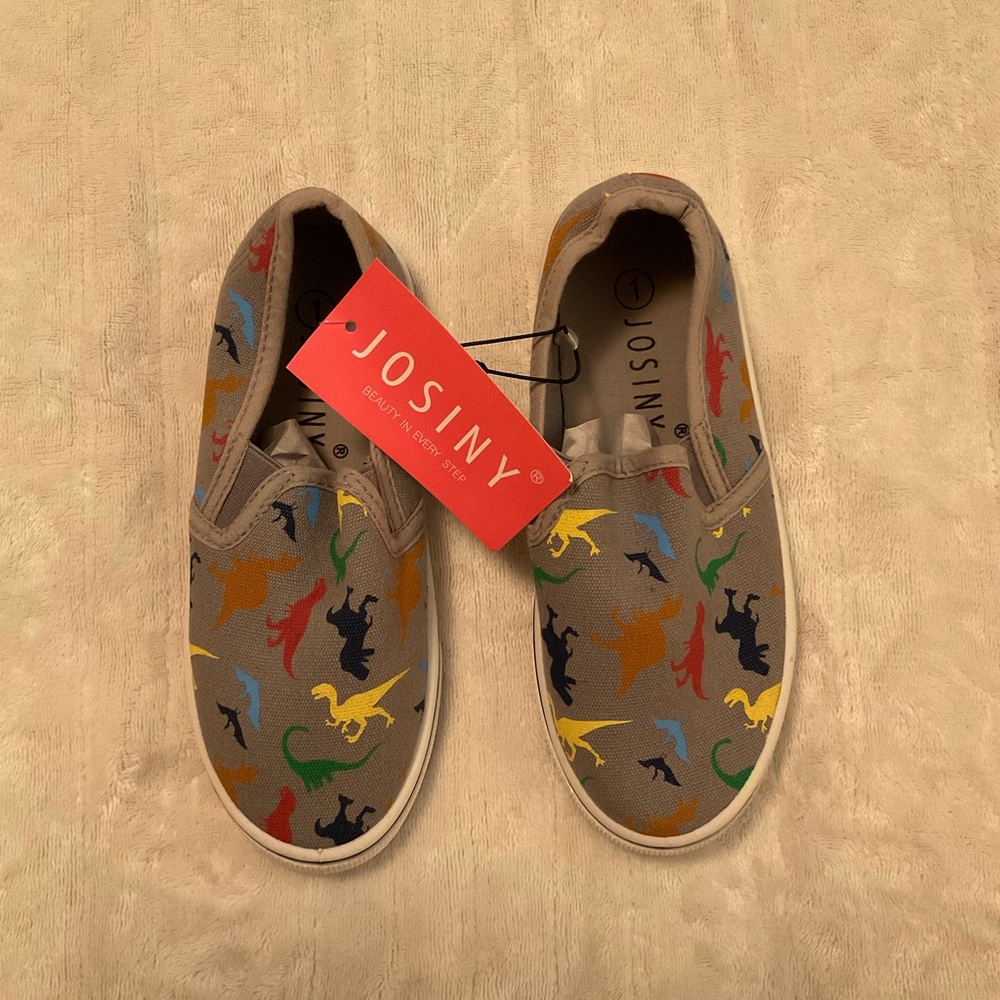 Josiny Dinosaur print kids slip on shoes.
